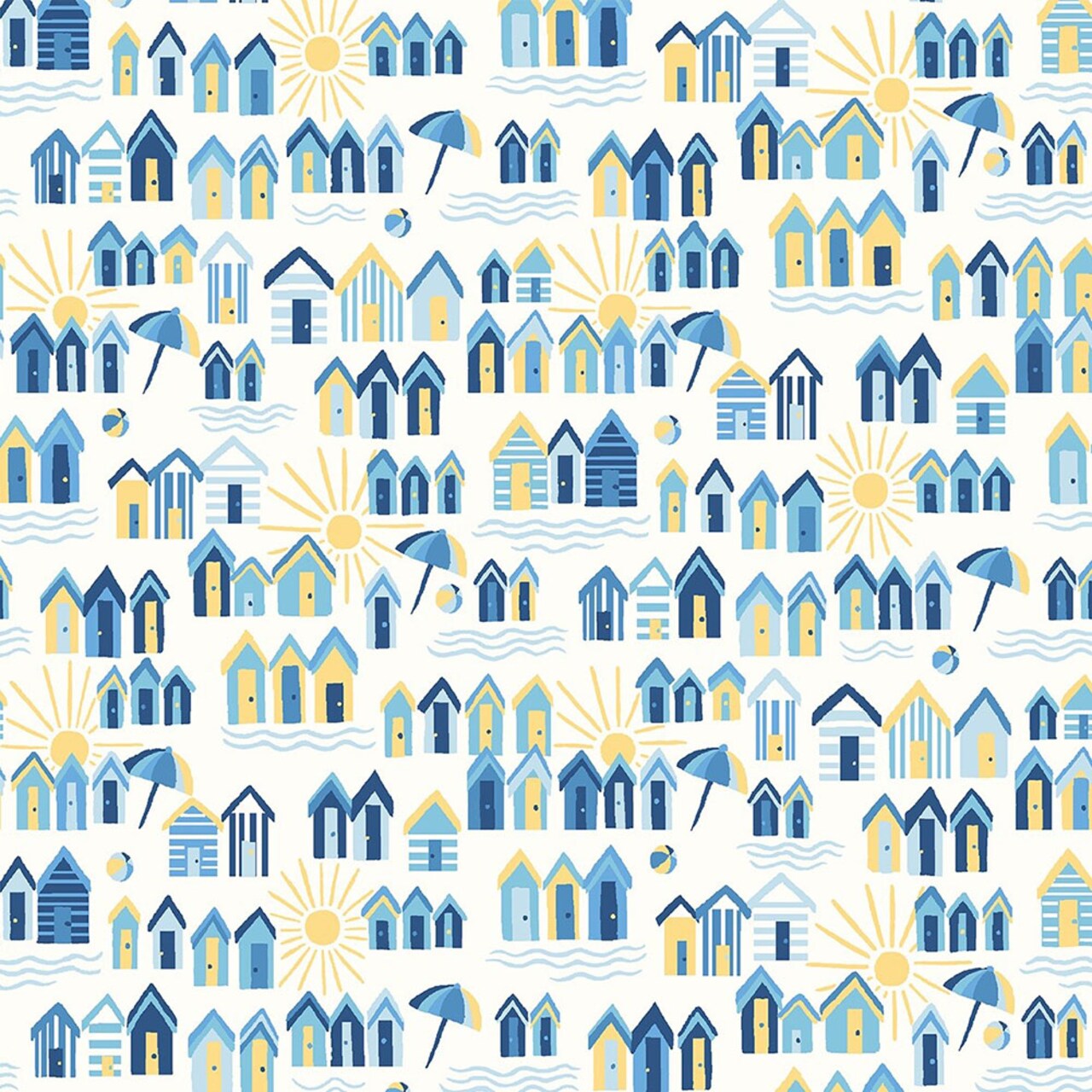 1 Yard Blue and Yellow Sunny Days Lasenby Quilting Cotton Fabric